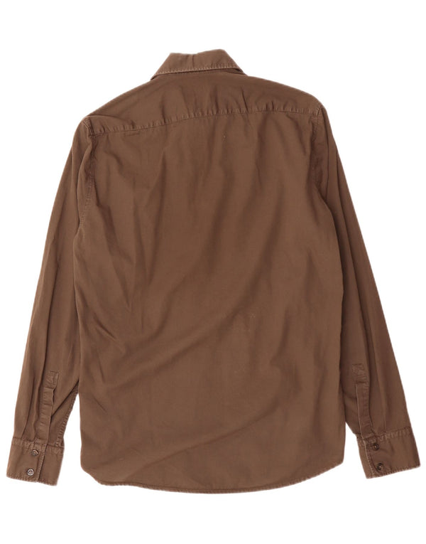 Hugo Boss Mens Shirt Small Brown Cotton