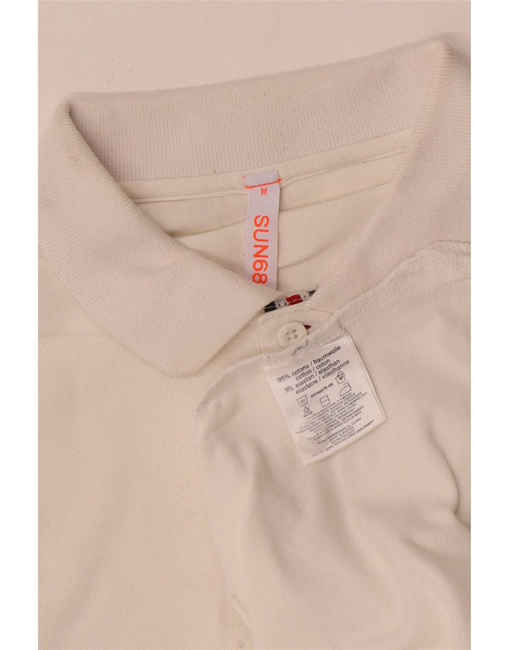 Sun68 Mens Polo Shirt Medium White Cotton