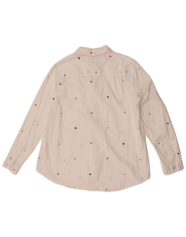 Joules Womens Pullover Shirt UK 12 Medium White Polka Dot Cotton