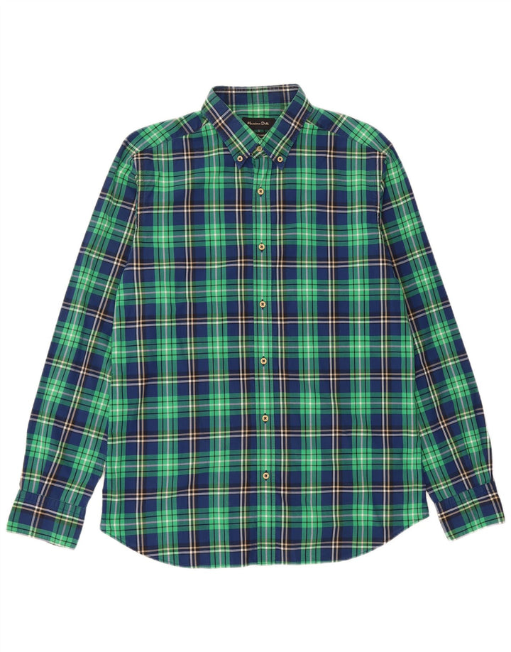 Massimo Dutti Mens Shirt Medium Green Check