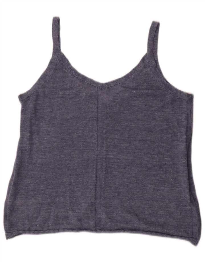 FAT FACE Womens Sleeveless Cardigan Sweater UK 10 Small Blue Linen