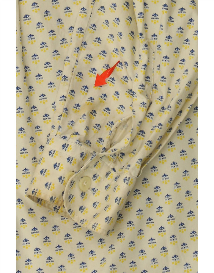 UNIFORM Womens Loose Fit Abstract Pattern Shirt UK 14 Medium Yellow Cotton