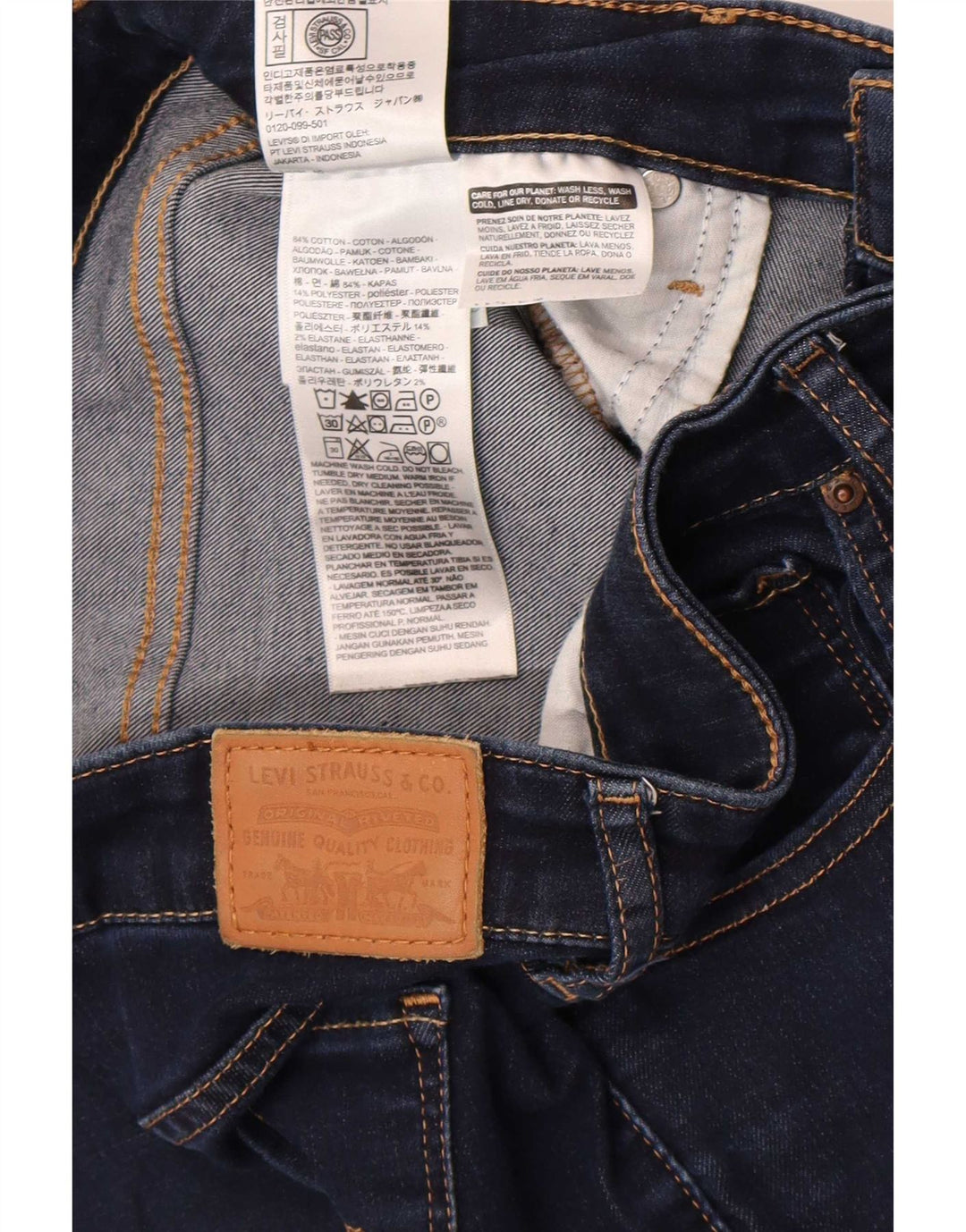 Levi's Womens 712 Slim Jeans W30 L32 Navy Blue Cotton