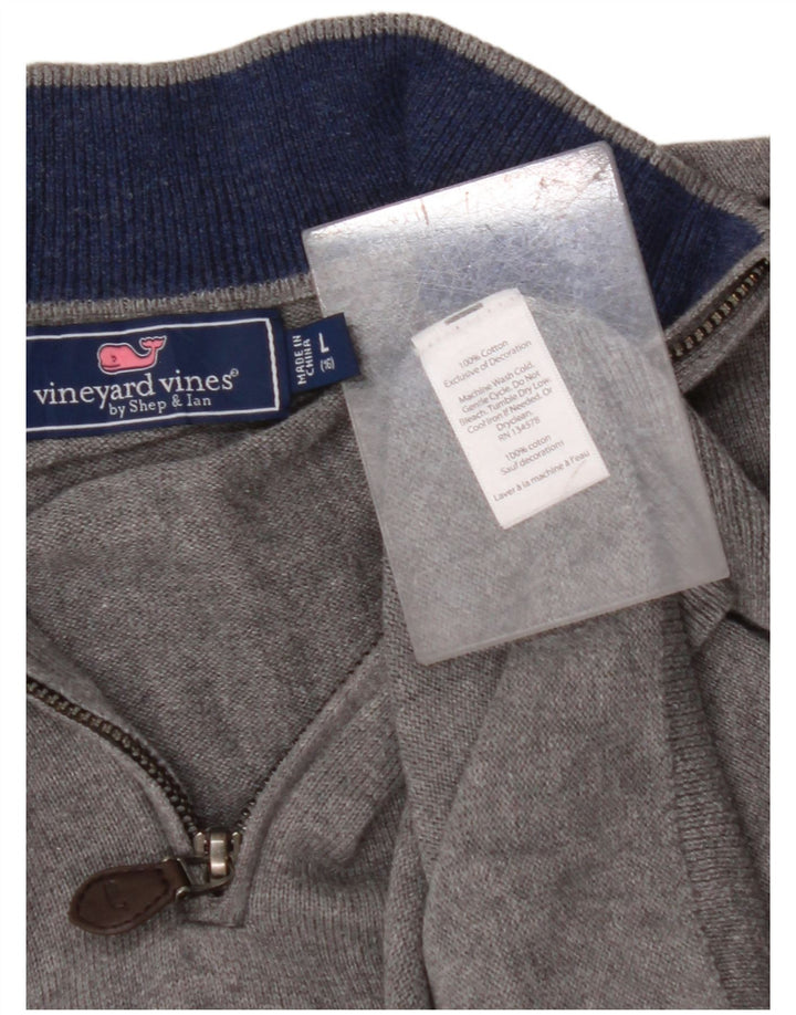 VINEYARD VINES Boys Zip Neck Jumper Sweater 15-16 Years Large Grey Cotton
