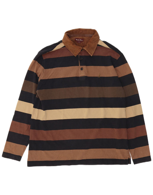 Marlboro Classics Mens Long Sleeve Polo Shirt XL Multicoloured Striped