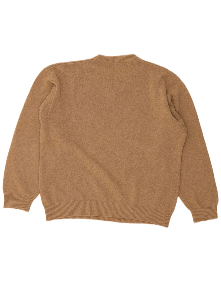 Marlboro Classics Mens V-Neck Jumper Sweater XL Beige Wool