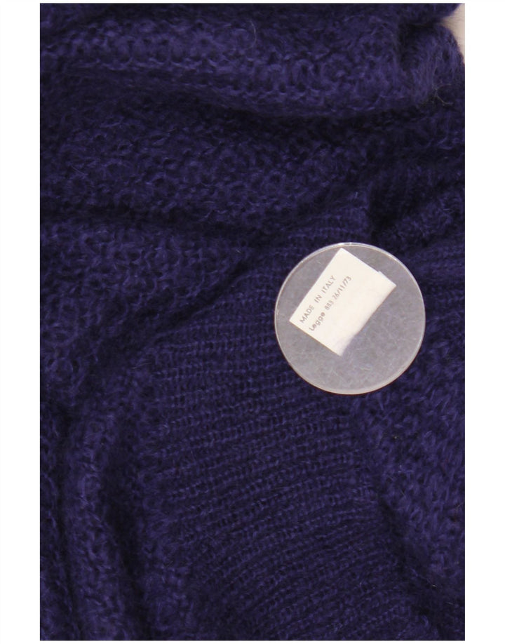 VINTAGE Womens Boat Neck Jumper Sweater UK 16 Large Navy Blue Mohair