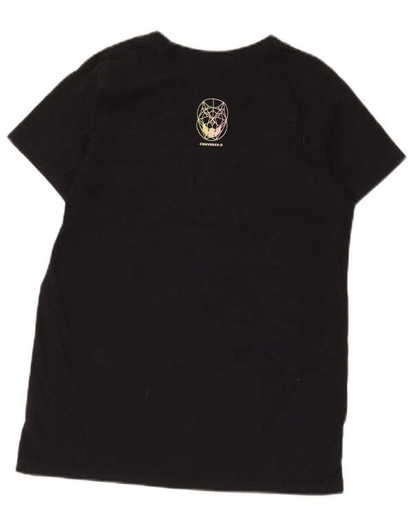 Converse Womens Graphic T-Shirt Top UK 6 XS Black Cotton