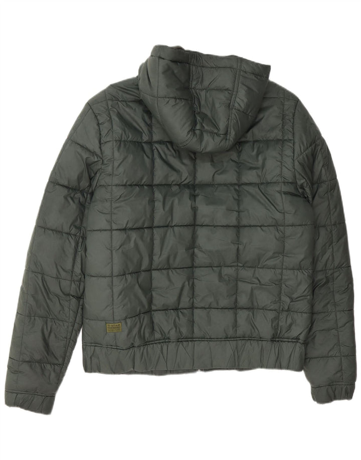 G-Star Mens Hooded Padded Jacket UK 38 Medium Green Polyester