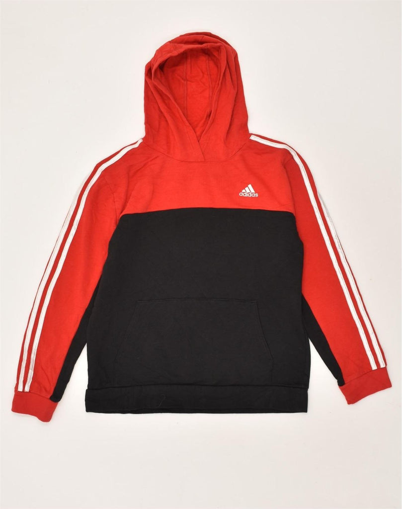 ADIDAS Girls Hoodie Jumper 15-16 Years XL Black Colourblock Cotton | Vintage Adidas | Thrift | Second-Hand Adidas | Used Clothing | Messina Hembry 