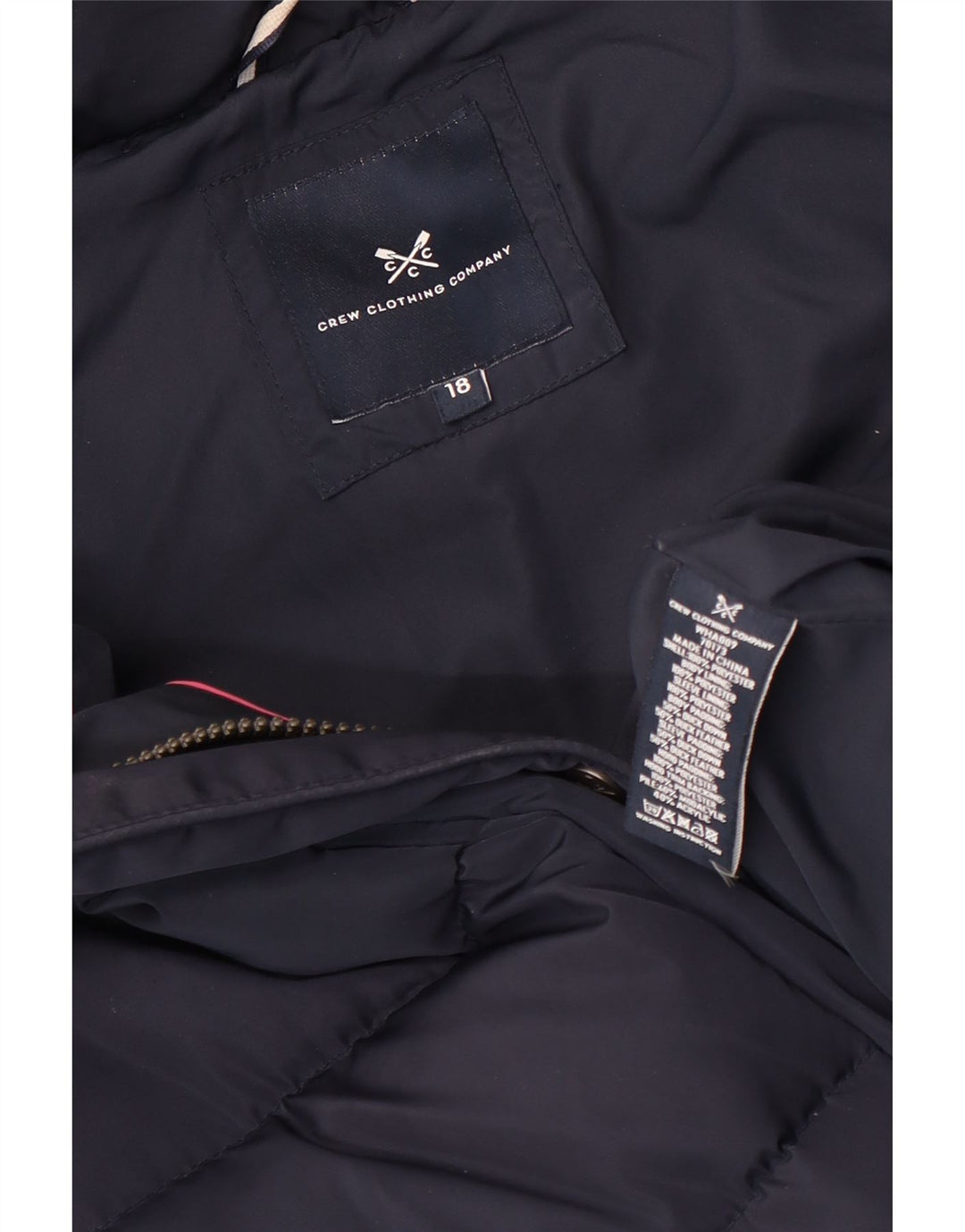 Crew Clothing Womens Hooded Padded Jacket UK 18 XL Navy Blue Polyester