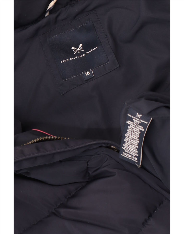Crew Clothing Womens Hooded Padded Jacket UK 18 XL Navy Blue Polyester