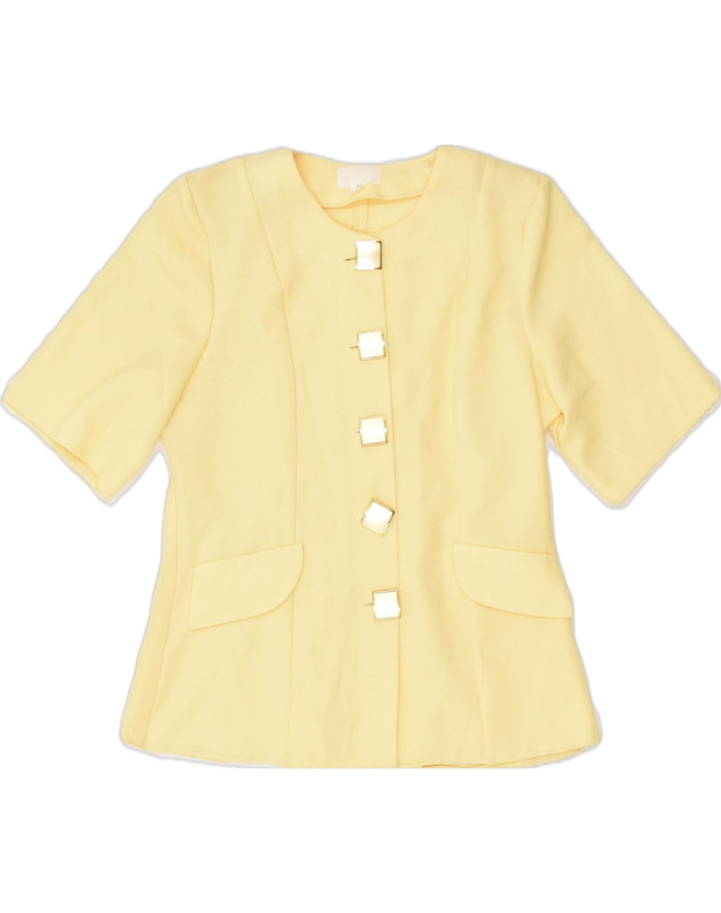 VINTAGE Womens 5 Button Short Sleeve Blazer Jacket UK 14 Medium Yellow | Vintage Vintage | Thrift | Second-Hand Vintage | Used Clothing | Messina Hembry 