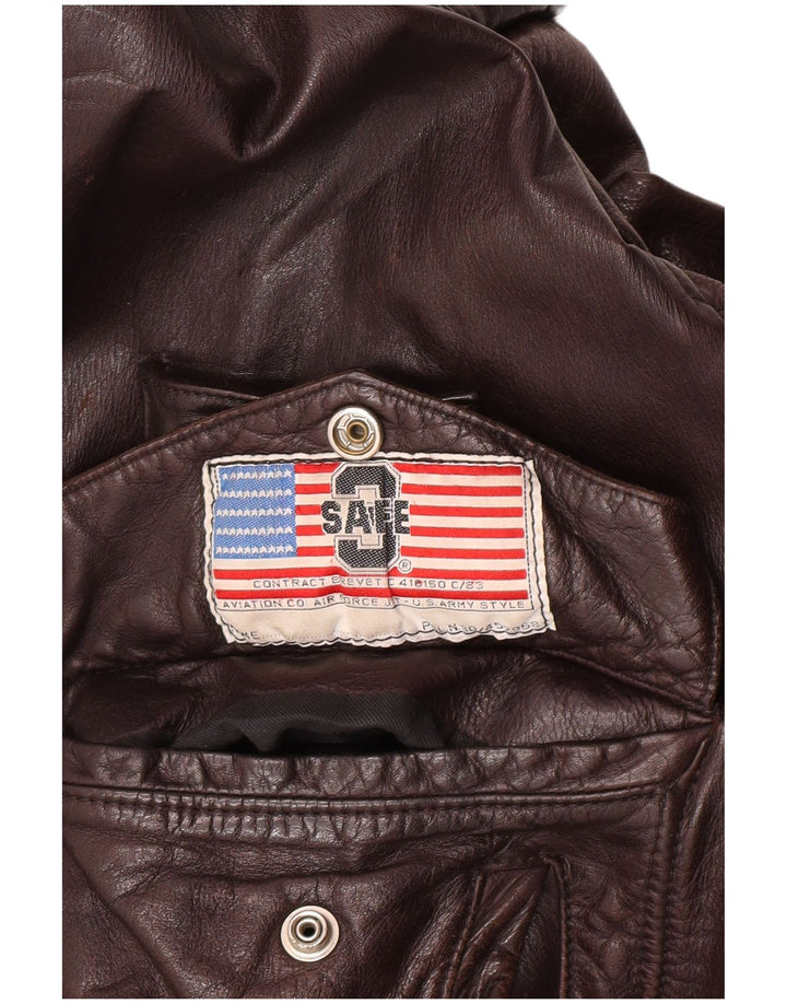 Vintage Mens Leather Jacket UK 40 Large Brown Leather