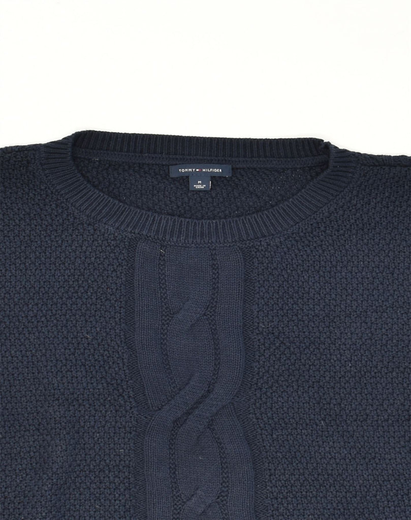 TOMMY HILFIGER Womens Crew Neck Jumper Sweater UK 14 Medium Navy Blue | Vintage Tommy Hilfiger | Thrift | Second-Hand Tommy Hilfiger | Used Clothing | Messina Hembry 