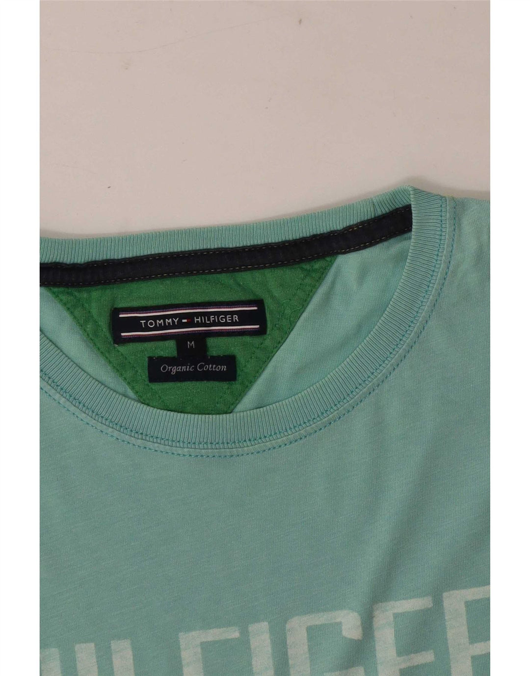 Tommy Hilfiger Mens Graphic T-Shirt Top Medium Turquoise Cotton