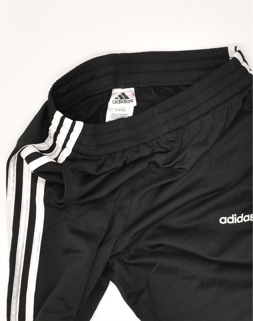 ADIDAS Girls Tracksuit Trousers 14-15 Years Large Black Polyester | Vintage Adidas | Thrift | Second-Hand Adidas | Used Clothing | Messina Hembry 