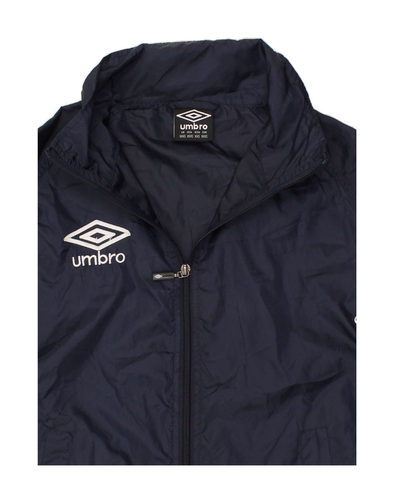 UMBRO Boys Hooded Rain Jacket 11-12 Years 3XS Navy Blue Polyester | Vintage Umbro | Thrift | Second-Hand Umbro | Used Clothing | Messina Hembry 