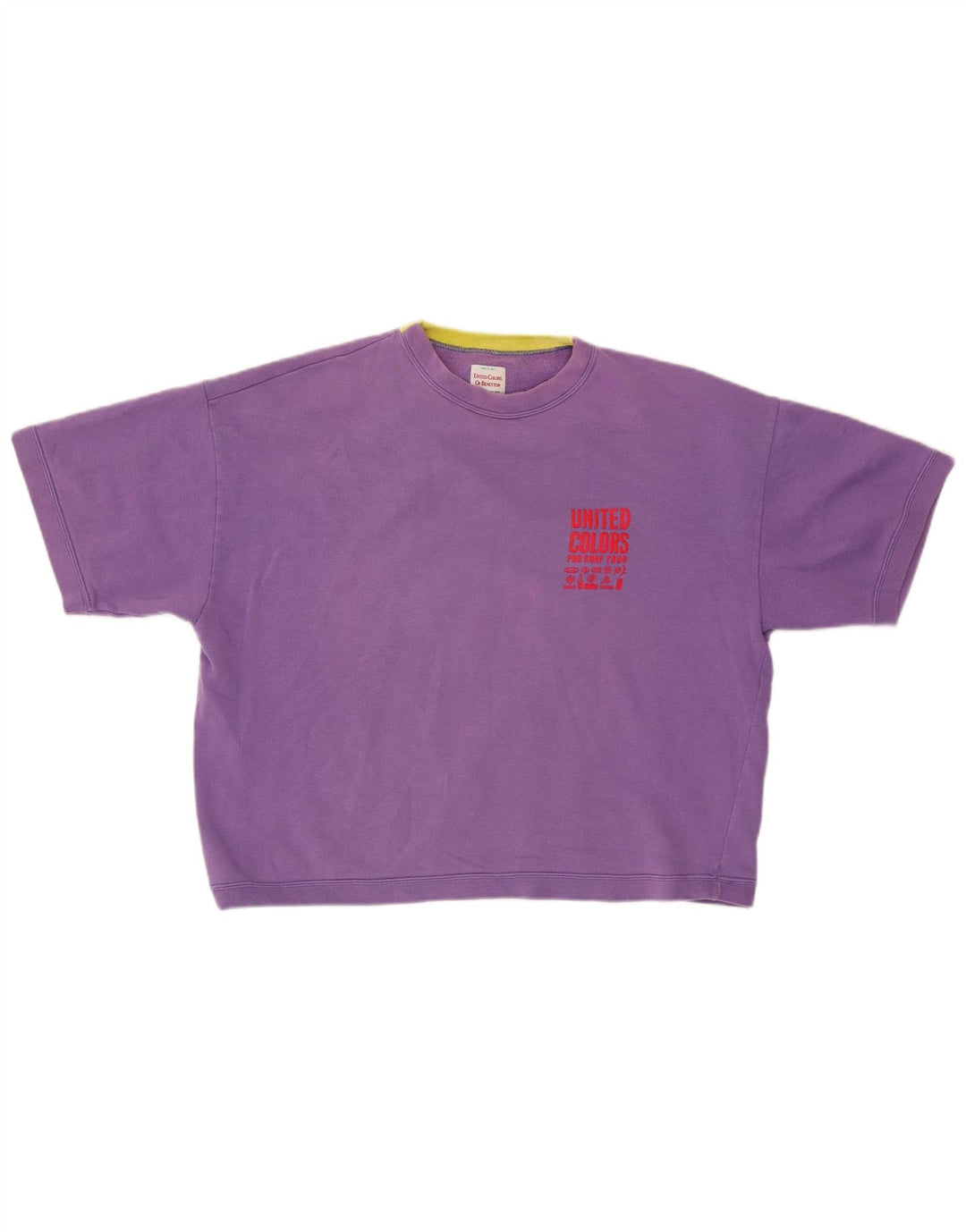 Benetton Womens Oversized Graphic Sweatshirt Jumper UK 16 Large Purple