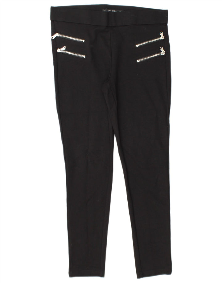 ZARA Womens Slim Cropped Trousers Large W30 L25 Black Viscose