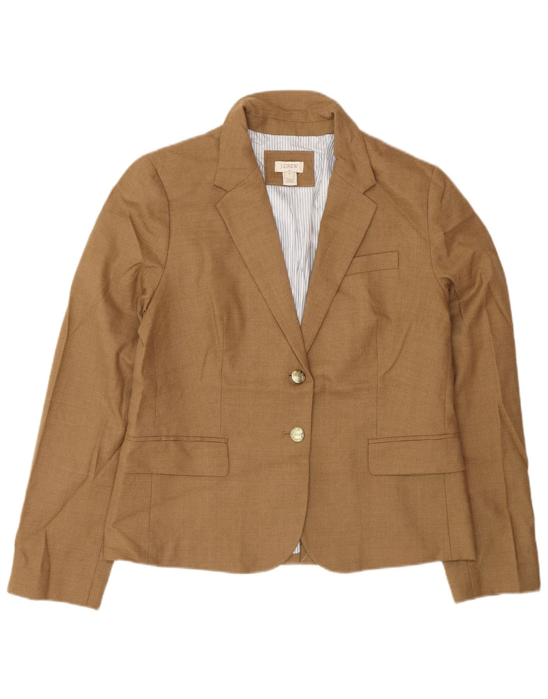 J. Crew Womens 2 Button Blazer Jacket US 12 Large Beige Wool