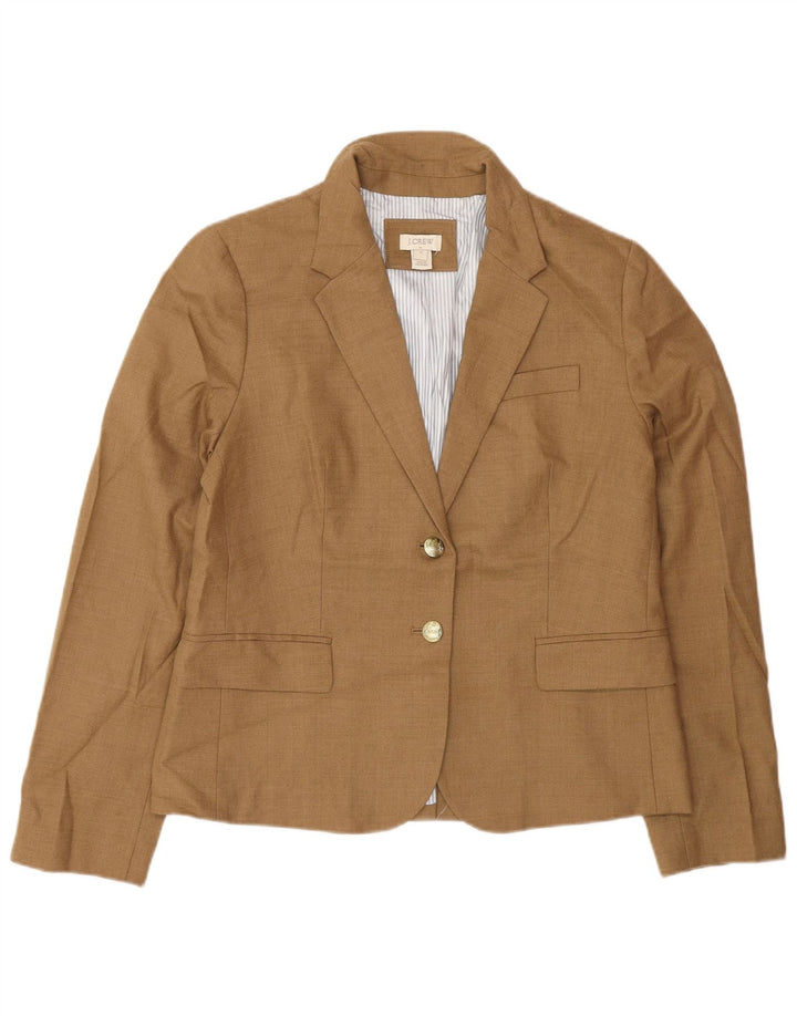 J. Crew Womens 2 Button Blazer Jacket US 12 Large Beige Wool