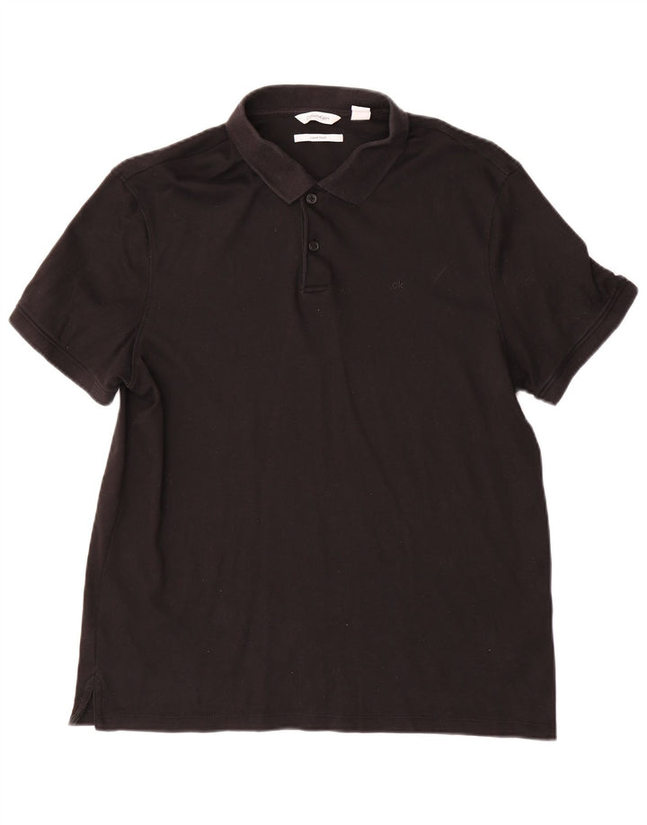 Calvin Klein Mens Polo Shirt Medium Black Cotton