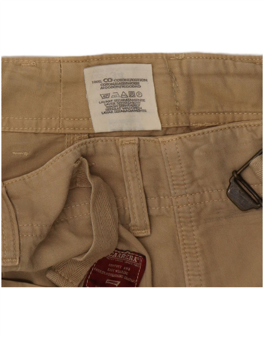Carrera Mens Cargo Shorts IT 50 Large W34 Beige Cotton