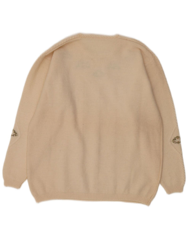 Vintage Womens Crew Neck Jumper Sweater UK 16 Large Off White