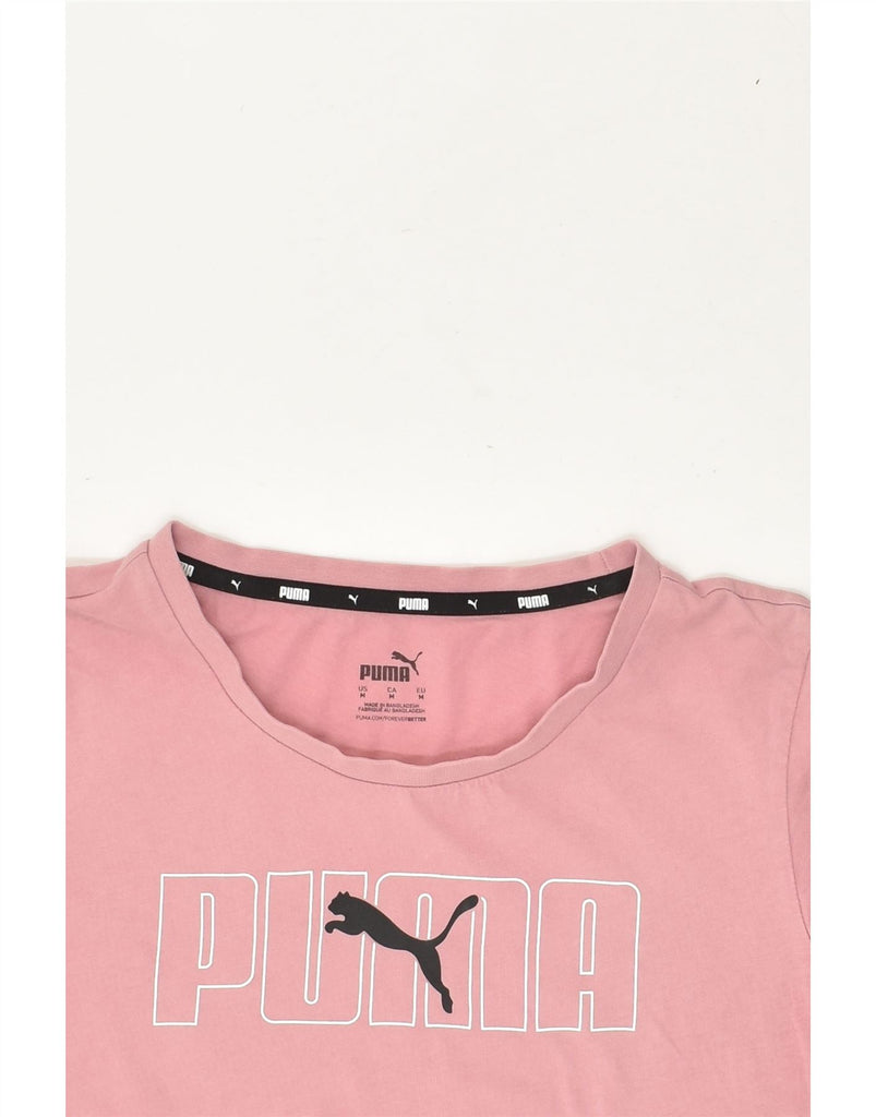 PUMA Womens Graphic T-Shirt Top UK 14 Medium Pink Cotton | Vintage Puma | Thrift | Second-Hand Puma | Used Clothing | Messina Hembry 