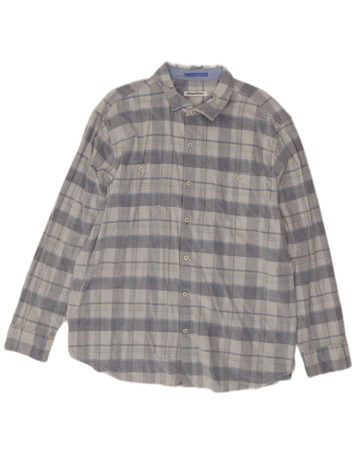 Tommy Bahama Mens Shirt 2XL Blue Check Cotton