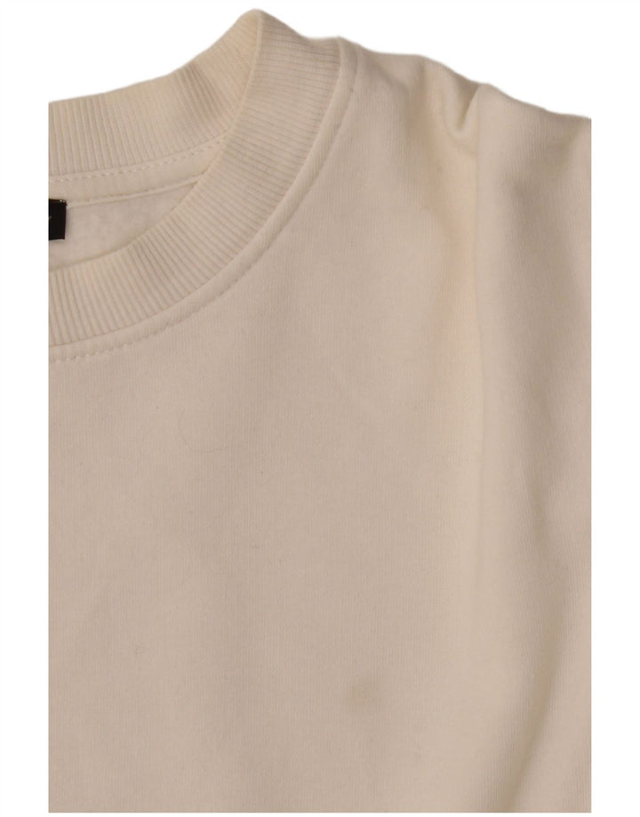 Zara Womens Crop Oversized Sweatshirt Jumper UK 10 Small White Cotton