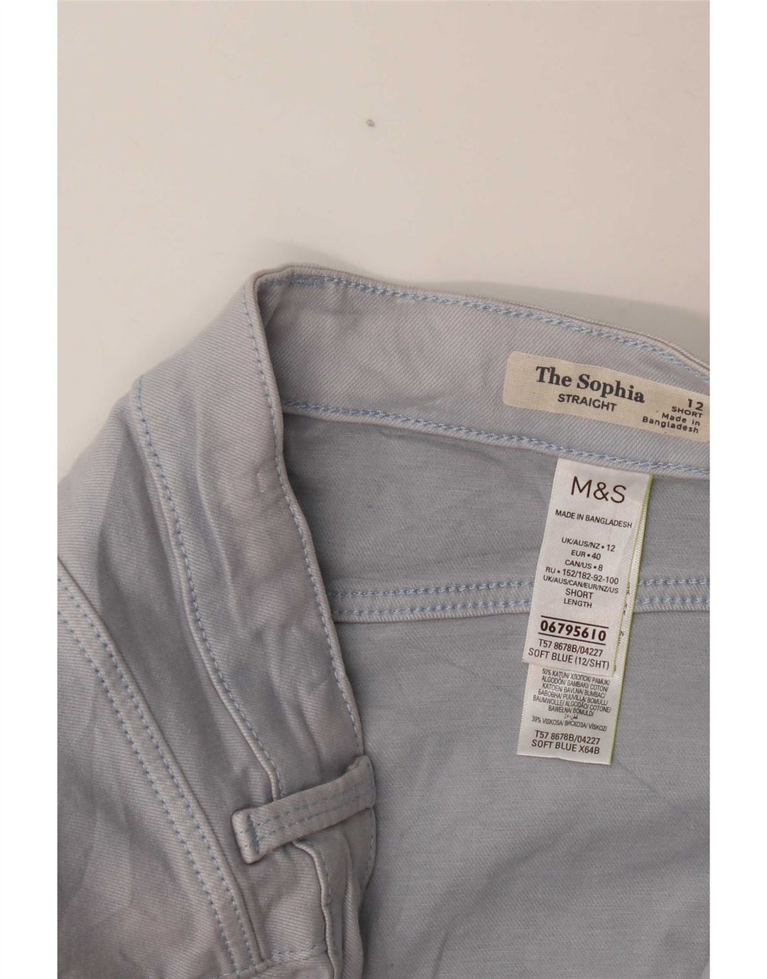 Marks & Spencer Womens Short Casual Trousers UK 12 Medium W30 L30 Blue