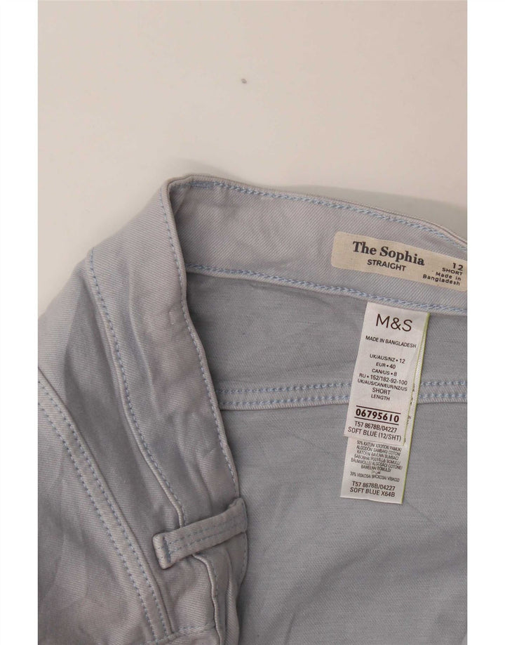 Marks & Spencer Womens Short Casual Trousers UK 12 Medium W30 L30 Blue