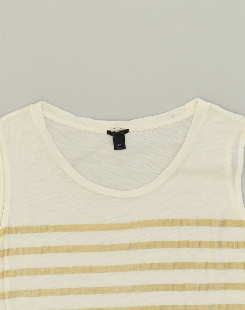 J. CREW Womens Vest Top UK 6 XS Off White Striped Cotton | Vintage J. Crew | Thrift | Second-Hand J. Crew | Used Clothing | Messina Hembry 