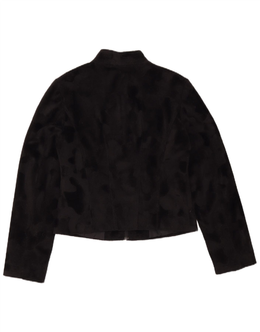 MOTIVI Womens Crop Fleece Jacket IT 44 Medium Black Animal Print Polyester