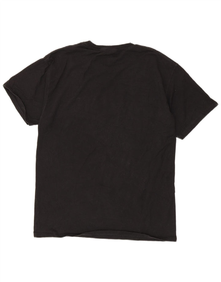 Champion Mens Graphic T-Shirt Top Large Black Cotton
