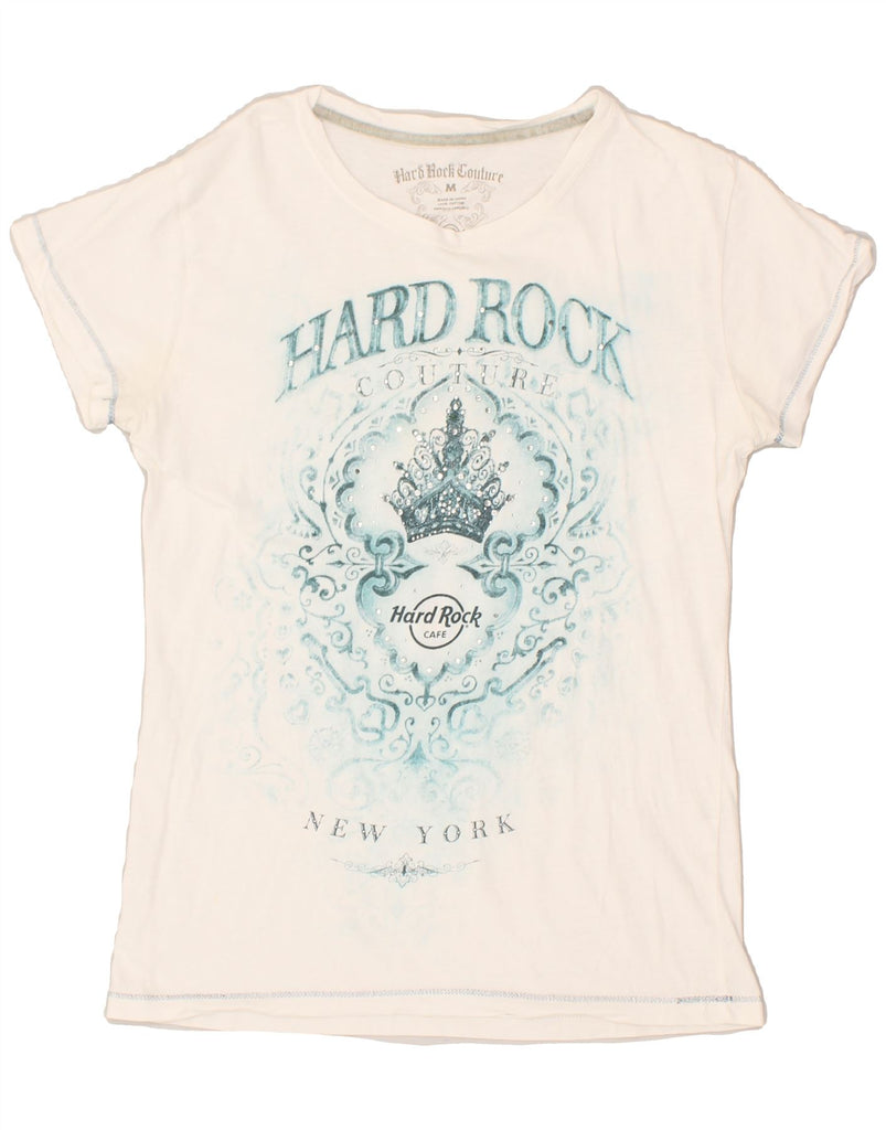 HARD ROCK CAFE Womens New York Graphic T-Shirt Top UK 14 Medium White | Vintage Hard Rock Cafe | Thrift | Second-Hand Hard Rock Cafe | Used Clothing | Messina Hembry 