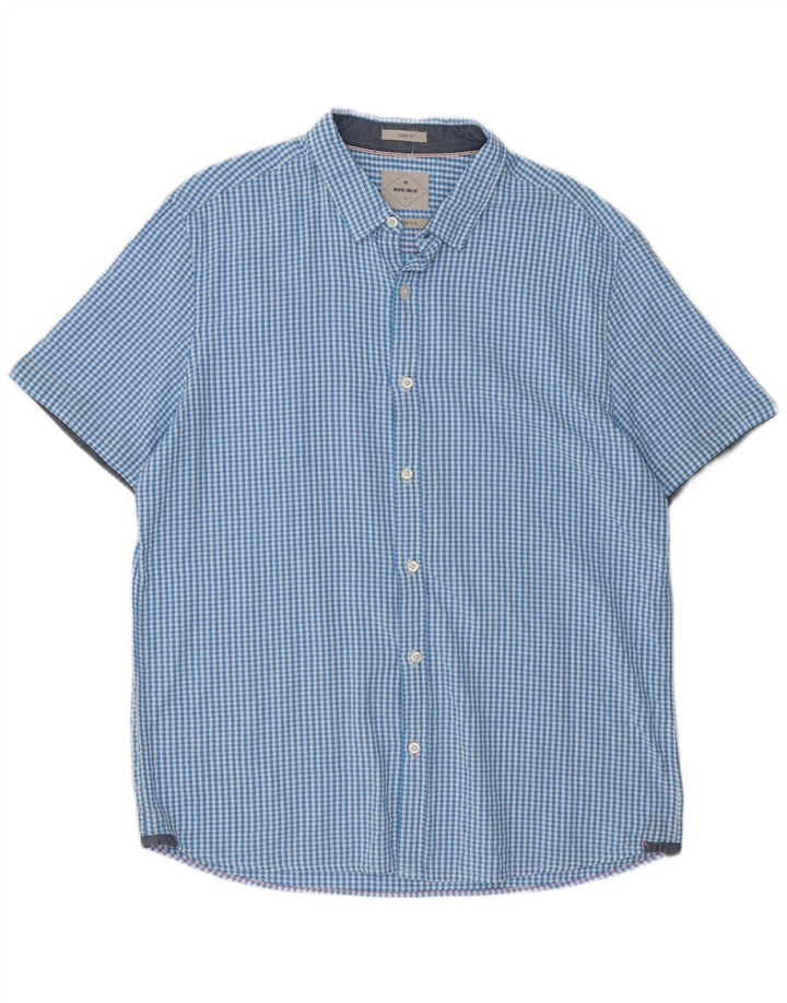 White Stuff Mens Short Sleeve Shirt XL Blue Gingham