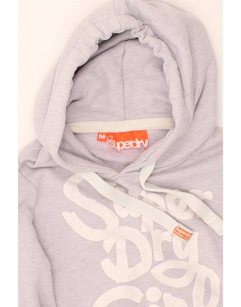 SUPERDRY Womens Graphic Hoodie Jumper UK 14 Medium Grey Cotton | Vintage Superdry | Thrift | Second-Hand Superdry | Used Clothing | Messina Hembry 