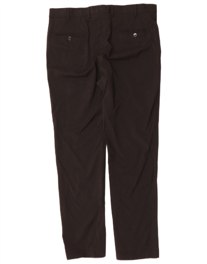 MASSIMO DUTTI Mens Slim Suit Trousers EU 44 Large W34 L31 Black Wool