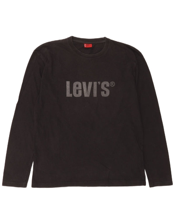 Levi's Mens Graphic Top Long Sleeve Large Black Cotton