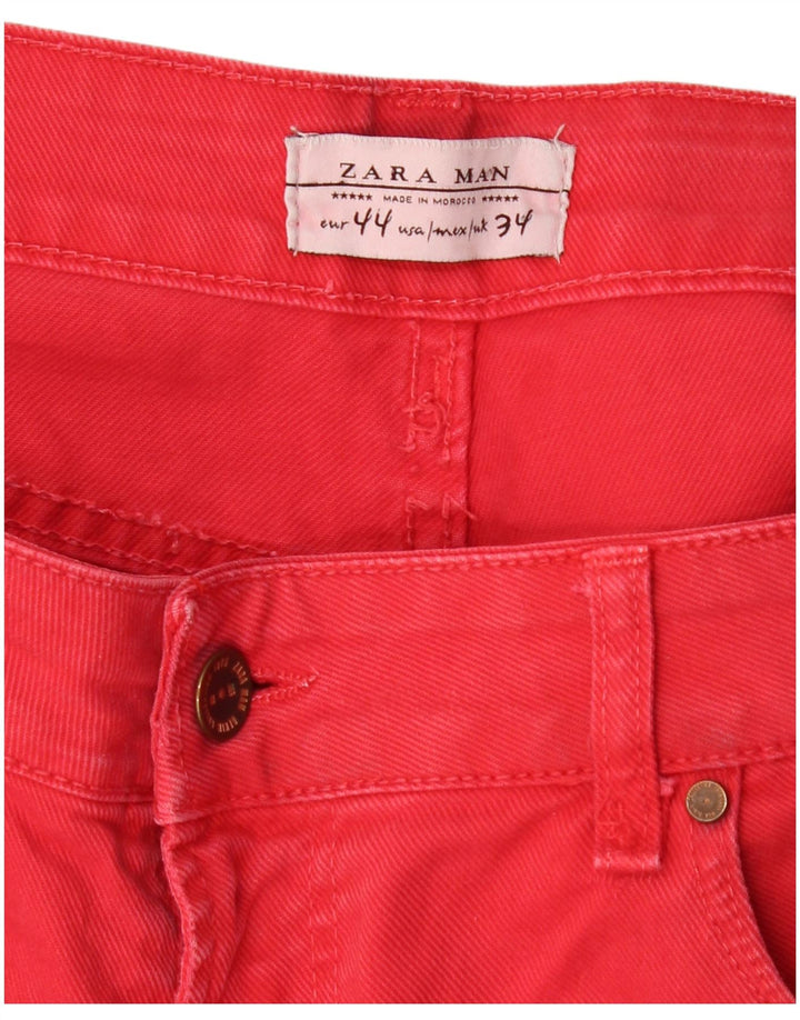ZARA Mens Denim Shorts EU 44 Large W34  Red