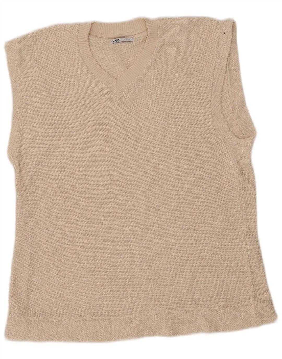 Zara Mens Vest Tank Top Medium Off White Cotton