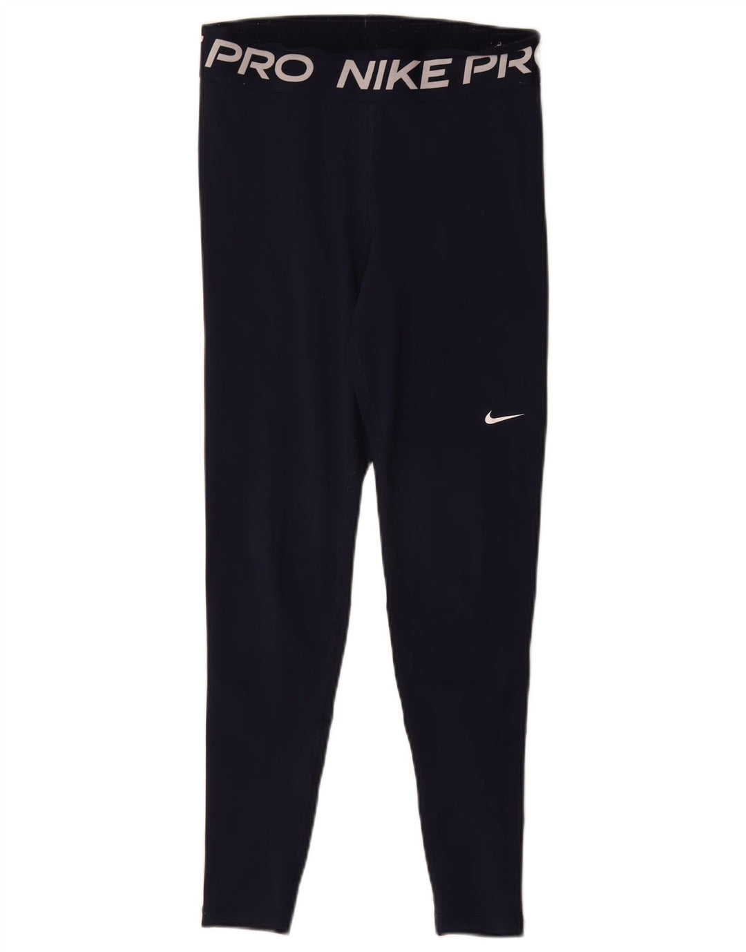 Nike Womens Dri Fit Graphic Leggings UK 12 Medium Navy Blue Polyester
