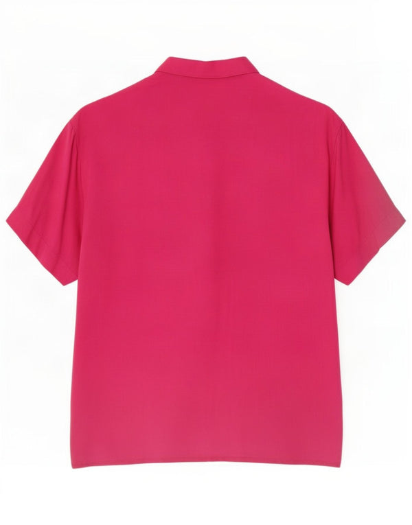Vintage Girls Graphic Short Sleeve Shirt Blouse 11-12 Years Pink Rayon