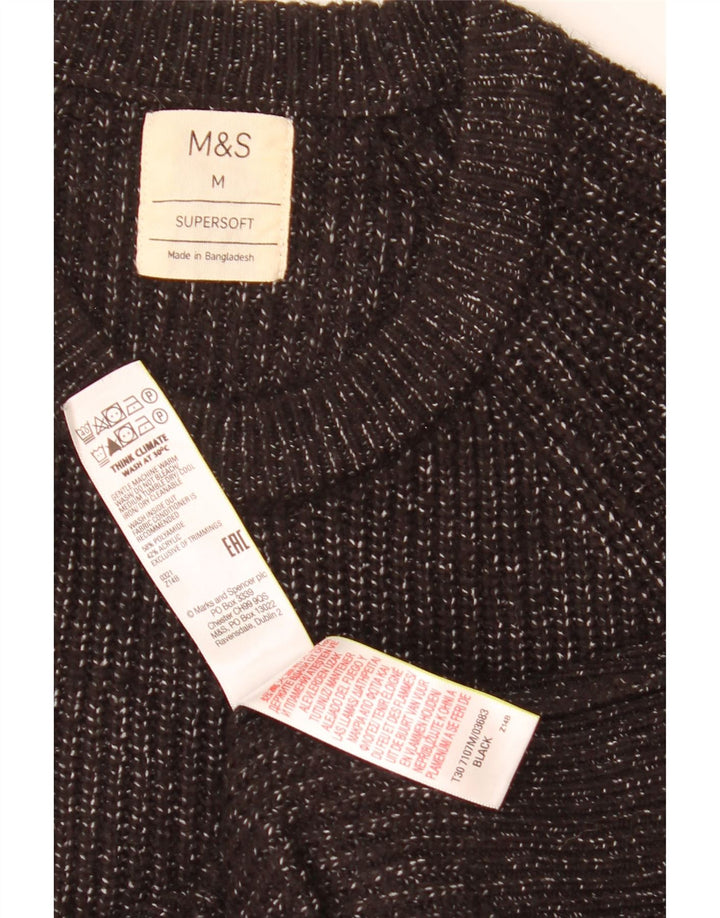 Marks & Spencer Mens Crew Neck Jumper Sweater Medium Black Flecked
