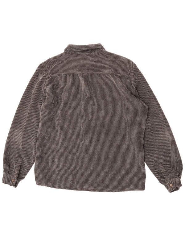 ZARA Mens Corduroy Relaxed Fit Shirt Medium Grey