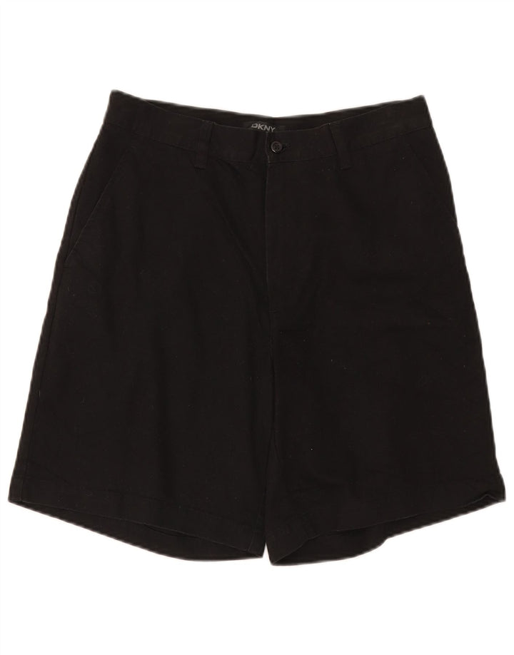 Dkny Womens High Waist Chino Shorts W30 Medium Black Cotton