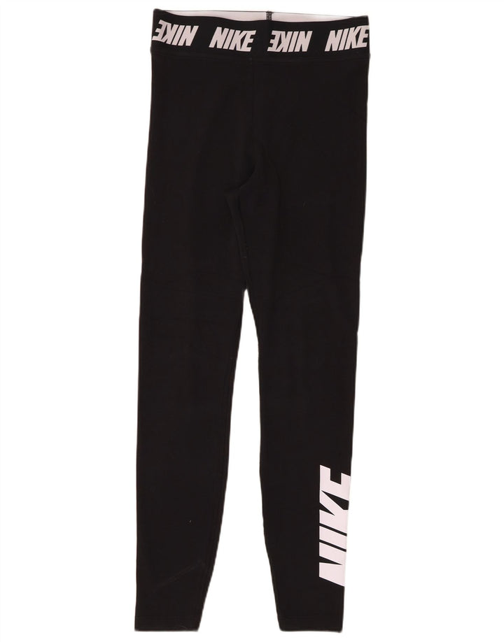 NIKE Womens Graphic Leggings UK 8 Small  Black Cotton